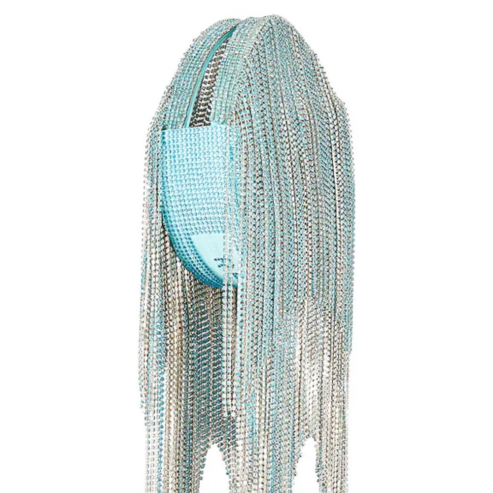 ❤️ AUTHENTIC Retrofete Aqua and Silver Crystal Fringe Clutch ❤️